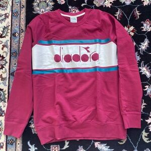 Diadora Men's Burgundy and Aqua Crewneck Sweater
